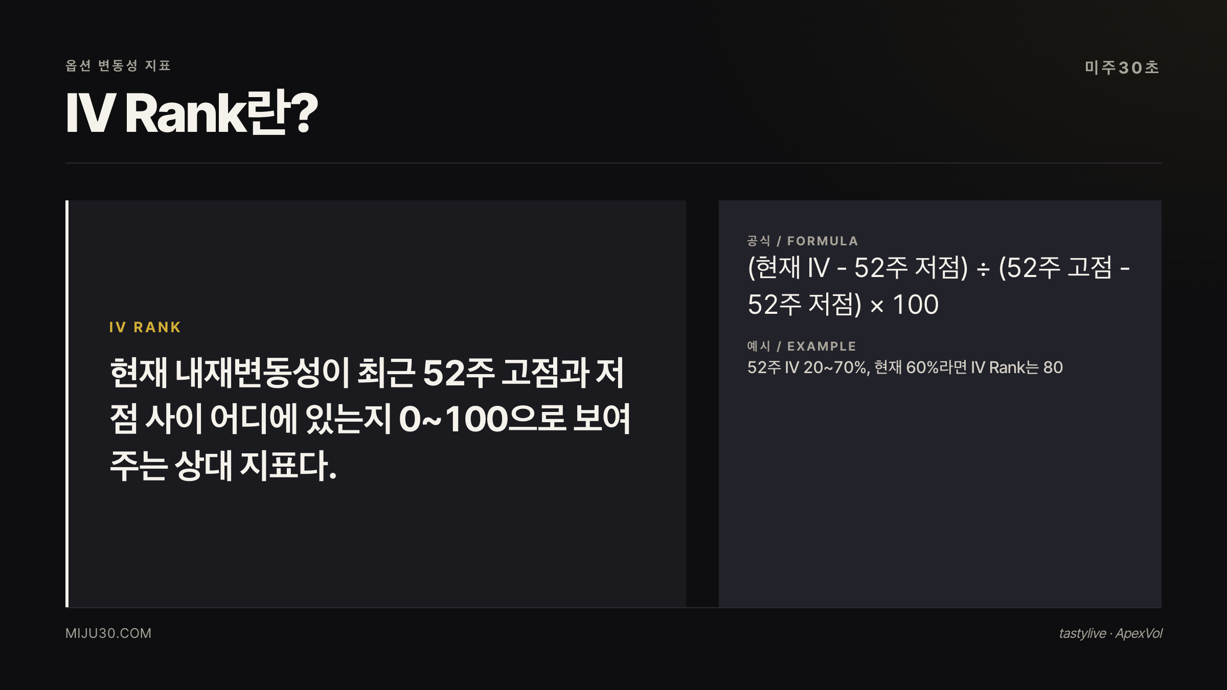IV Rank 옵션 변동성 상대 지표 정의