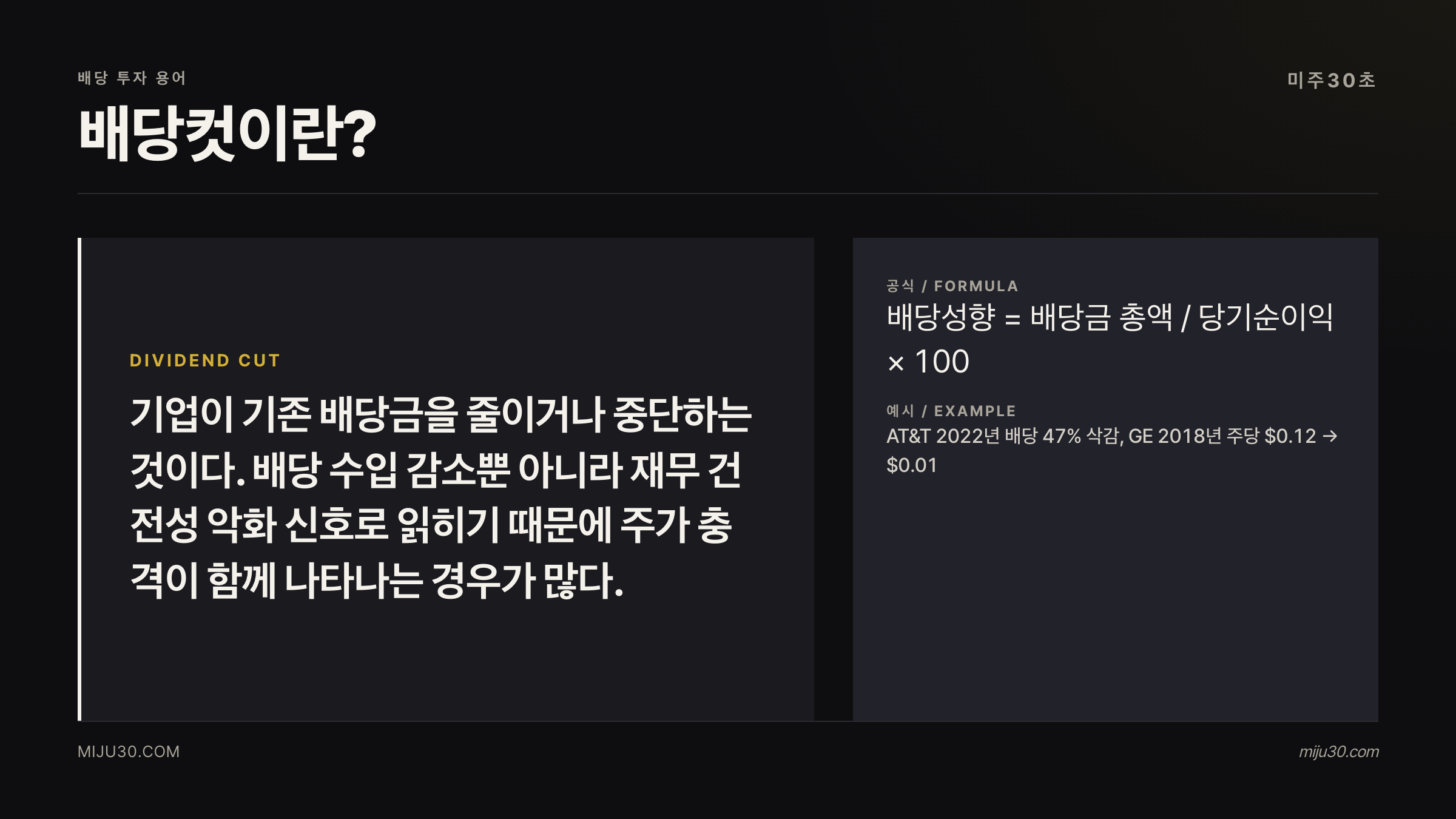 배당컷 뜻과 배당 삭감 경고 신호 설명