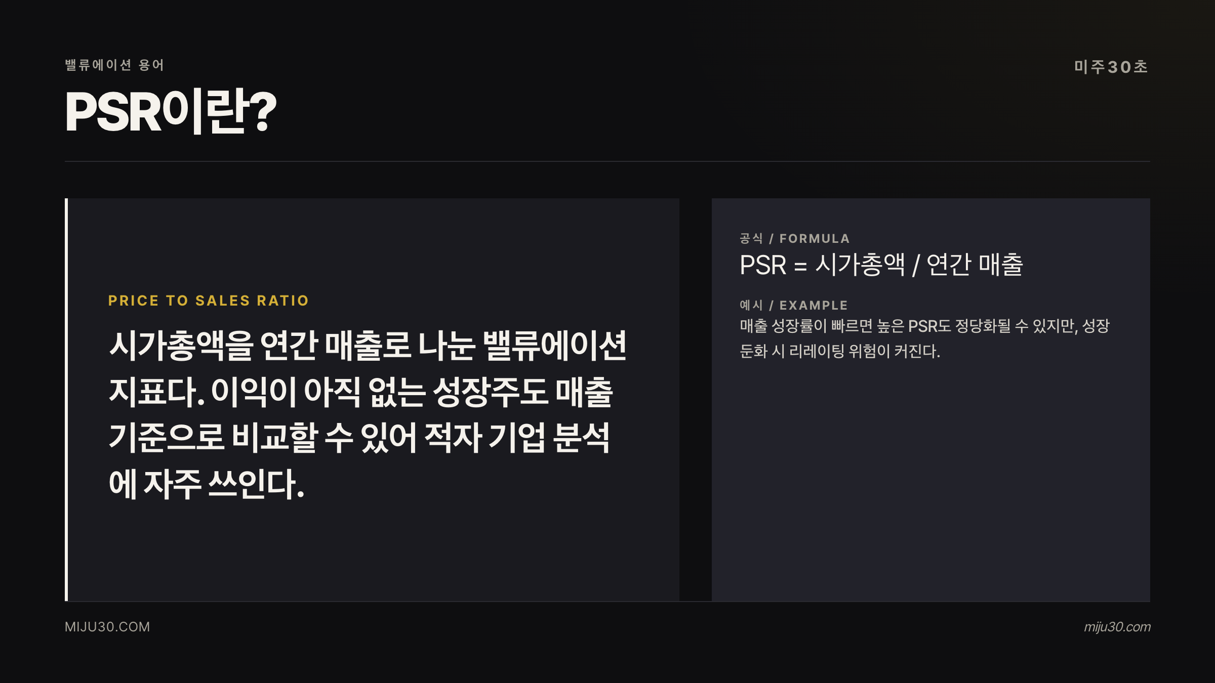PSR 뜻과 주가매출비율 계산 공식 설명