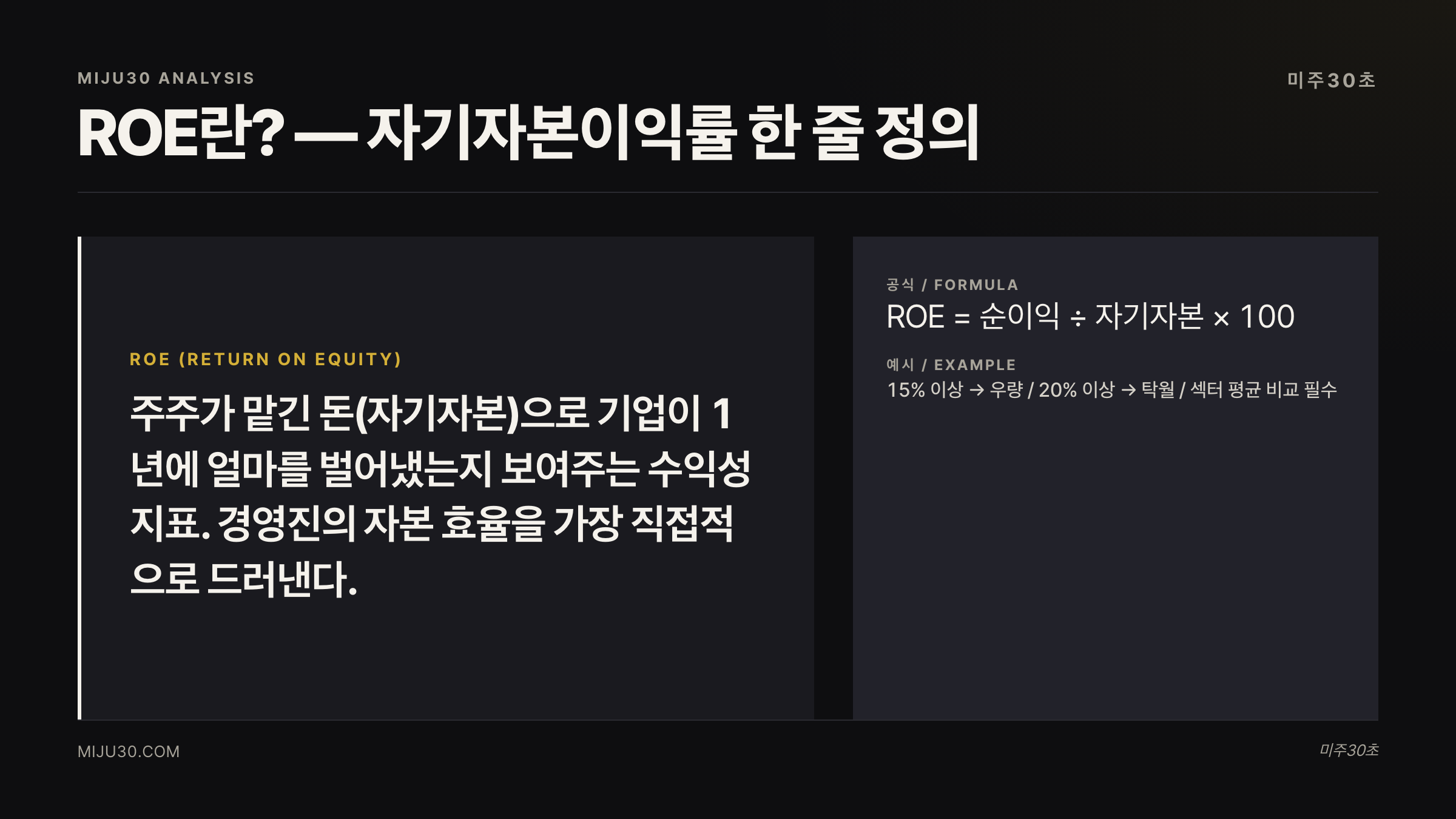 ROE 자기자본이익률 공식과 해석 기준